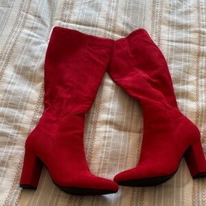 Elegant Red Heeled Boots for Women